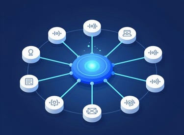 A sleek digital map highlighting global voice traffic routes with glowing connection points