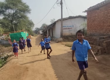 students runs on the road