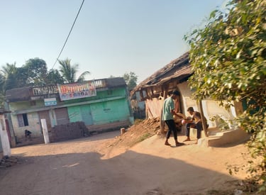 Two boys play front of house