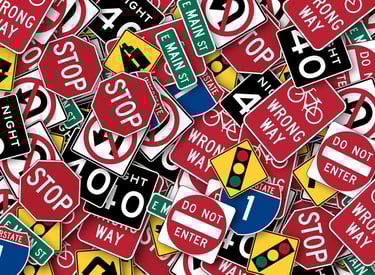 image of many signs looking from above
