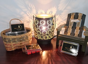 a table with a candle and a candlelight