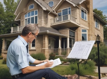un homme qui lit un document devant sa maison