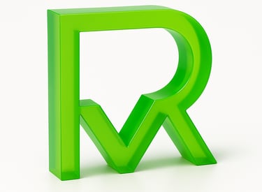 a green letter r with a green arrow