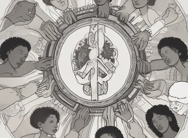 A large poster featuring a black and white image of a woman's face with bold, colorful graffiti overlay. The word 'PEACE' is written prominently in green and pink. Below, two figures sit on a bench with text bubbles saying 'LET'S STOP THIS!' and 'HOLD FIRE'. The poster is mounted on a blue and worn stand outdoors.