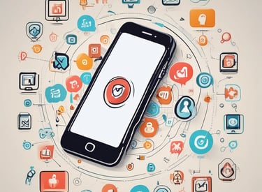A person is holding a smartphone displaying a social media app with subscriber count. The screen shows 1,460,000 subscribers and features a red and white interface. The background is blurred with a crowd of people, suggesting an outdoor or public setting.