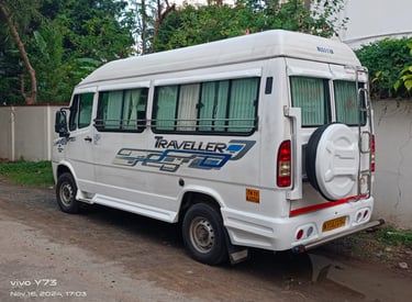 12-seater tempo traveller available for group tours in Chennai – Sri Krishna Travels.