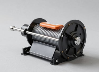 A custom cargo winch installed in a cozy home kitchen lifting dishes between floors.