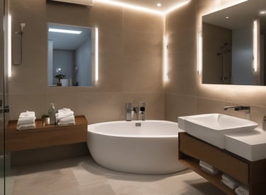 A vibrant outdoor patio with greenery and seating.