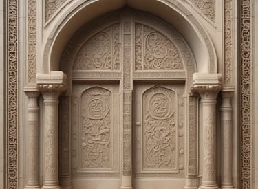 A historic stone building with arched windows and ornate architectural details. A Turkish flag flies atop the structure, and there is an entrance with a sign above it. The sky in the background is partly cloudy.