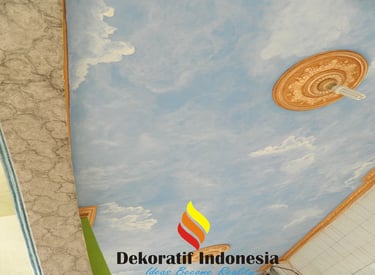 Jasa Cat Plafon Hotel Motif Awan