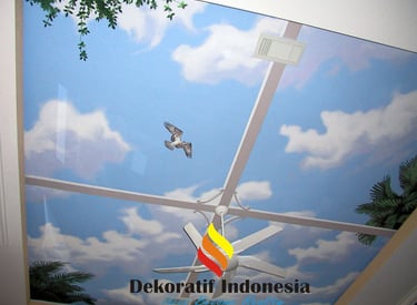 Jasa Cat Plafon Villa Motif Awan 