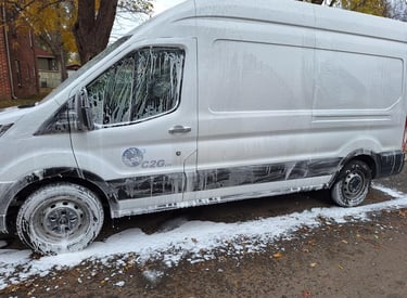 Commercial vehicle being washed