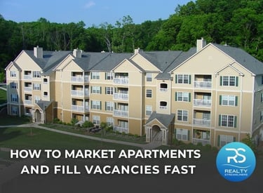 Exterior view of modern apartment community with landscaped courtyard, representing multifamily property marketing