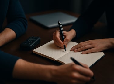 Session d’interview / co-écriture avec carnet et stylo