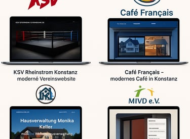 a group of laptops with logos and logos