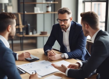 A digital illustration of a network diagram featuring interconnected servers, laptops, and nodes. The nodes are organized in a grid form and connected by glowing lines, centered around a power symbol. Various symbols are present on the servers.