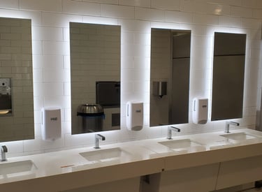 Commercial Lighted Mirror Installation