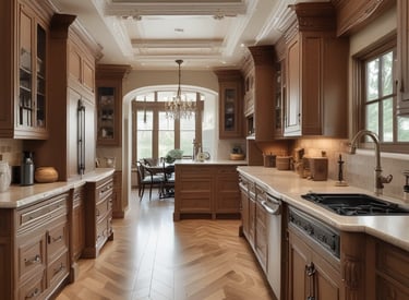 A close-up of a finely crafted wooden cabinet door with natural grain and smooth finish.