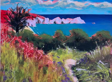 Summer stroll on the Cornish coast path on the North Cliffs