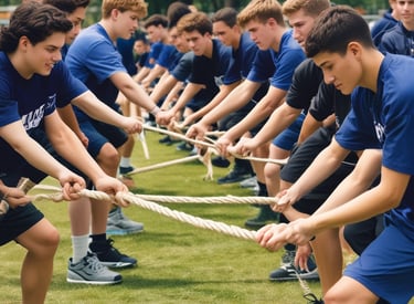 Athletes training together outdoors during a team practice session.