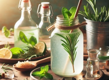 a rosemary tonic with a peppermint tonic on a table