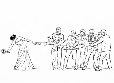 Illustration de pose amusante pour animation photo mariage