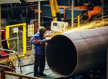 a man in a blue jacket and a man in a blue jacket