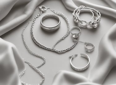 A gold pendant with matching earrings, intricately designed with teardrop shapes adorned with small, sparkling stones. The jewelry set rests against a wooden background, with delicate chains and clasps visible. The shine and elegance of the pieces suggest they are crafted for special occasions.