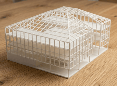a 3D Printed white large house construction architecture model