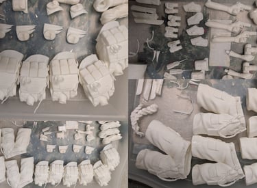 white resin 3D printed large volume batch project anime figurine model