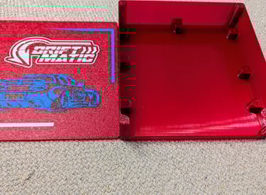 a box enclosure for a drift car in multi color 3d print design