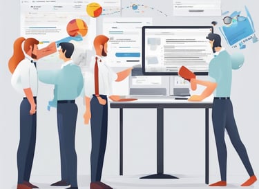 man in blue hoodie looking at macbook