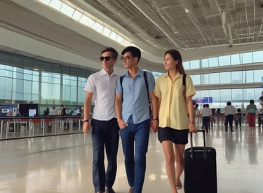 A smiling consultant helping a family settle into their new Cambodian neighborhood