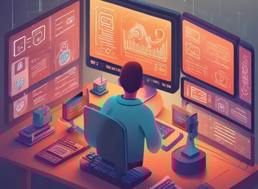 A futuristic and digital-themed image features a stylized circuit board with the words 'Open AI' in bold, glowing letters. Above it is a design that resembles an AI or robot face with neon accents. The background consists of a network of interconnected blue lines and nodes, suggesting themes of technology and connectivity.