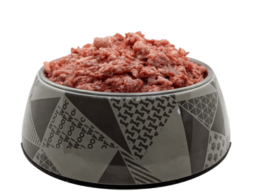 a dog bowl of food with a bowl of food