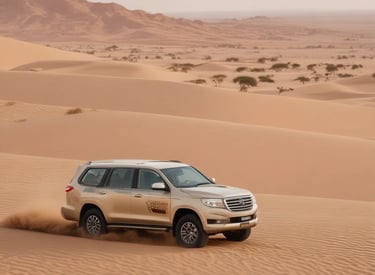 A multi-story hotel with a beige facade and multiple balconies is situated behind a large, lush tree. The building features signage for Golden Tulip, with flags above. A small white kiosk is visible in front with signs in Arabic and English. Several cars are parked along the street, and there is a traffic light nearby.