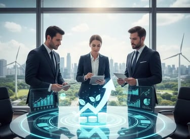 Financiamiento sostenible México: ilustración de inversiones ecológicas ESG con líneas de crédito para MIPYMES en crecimiento