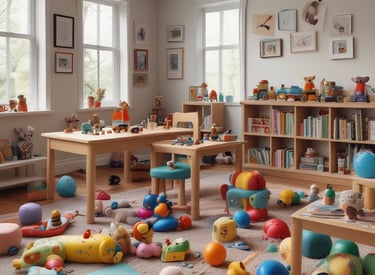 A cozy family moment with parents and young children playing together at home.