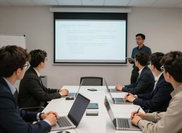 A group of employees attentively participating in a cybersecurity training workshop.