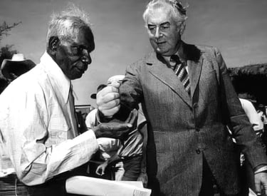 Wave Hill walk-off 1966 - Vincent Lingiari and Gough Whitlam Aboriginal land rights NT