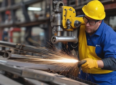 Close-up of a skilled blacksmith shaping heated metal on an anvil in a workshop