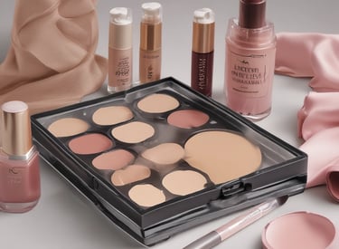 Compact powder in a colorful, modern packaging on a bright background