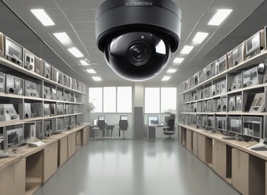 A modern CCTV installation in a commercial setting.
