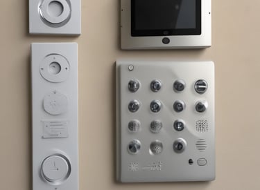 A modern intercom system installed at a front door.