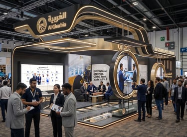 Bespoke booth design for Al Gharbia Pipe. Engineering excellence by Morgan Expo.