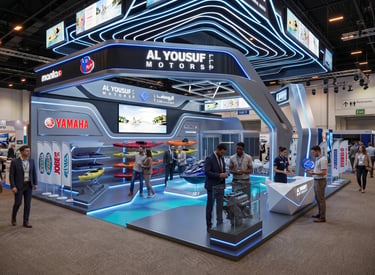 Al Yousuf Motors stand at Dubai International Boat Show 2023 UAE by Morgan Expo, Exhibition Stand