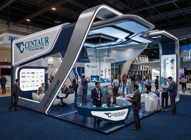 Modern Centaur exhibition stands. Luxury architectural builds by Morgan Expo.