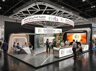 HPA stand at Accessibilities 2023 UAE by Morgan Expo, professional Exhibition Stand Builder.