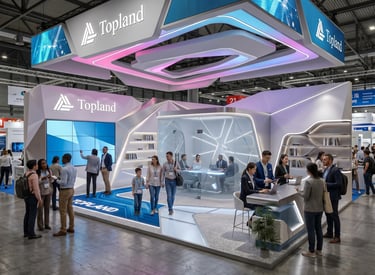 Topland stand at Accessibilities 2023 UAE by Morgan Expo, professional Exhibition Stand Builder.