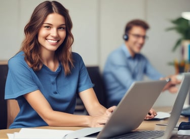 A team collaborating around a table with laptops and notes.